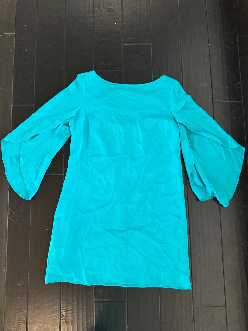 Turquoise Bell-Sleeve Mini Dress